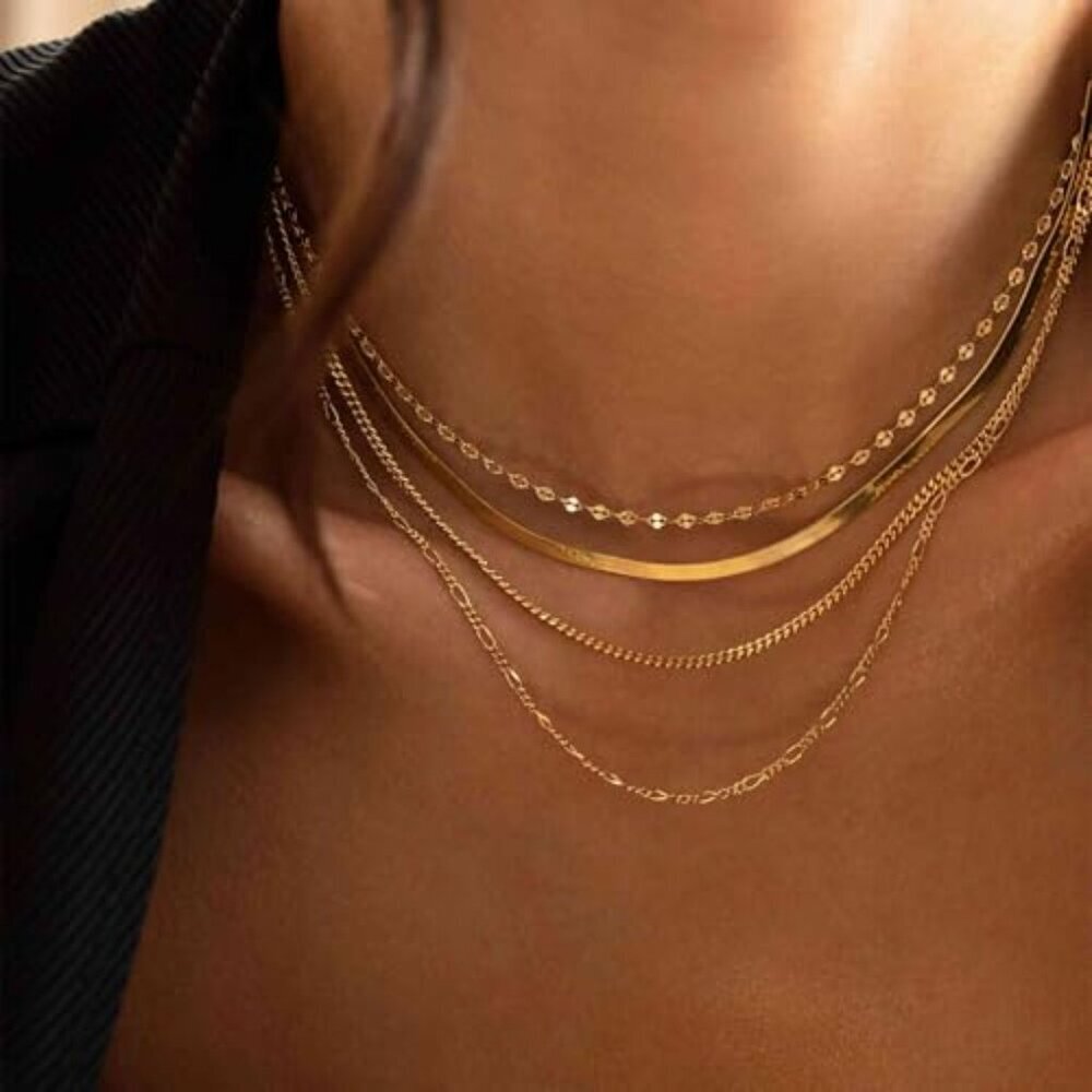 Dainty Gold Plated Chain Necklace Minimalist Chic Adjustable Length - Picture 6 of 8